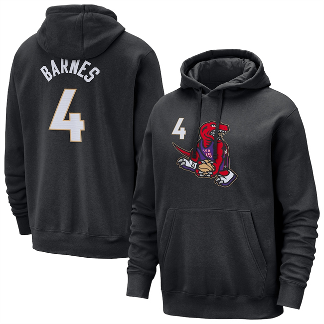 Men's Toronto Raptors #4 Scottie Barnes Black 2024/25 City Edition Pullover Hoodie